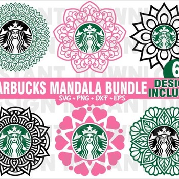 2 Bundle Starbucks Mandala Svg Tumbler Mug Cold Cup Files for Cricut Silhouette lnstant Download Png Dxf