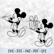 20 SVG PNG Mickey Mouse Hands Shorts Body Outline Silhouette Cricut Iron on Transfer Template for Shirt Disney Design Birthday Boy Gift Box