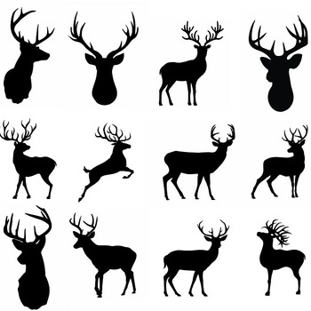 200 Deer antler svg image clip art drawing black and white