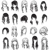 206 Hairstyle haircut svg for girls women long hair black and white clip art image drawing