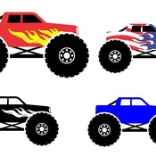 210 Monster Truck grave digger svg drawing  black and white image clip art bundle