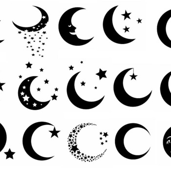 211 Moon Silhouette svg crescent painting black and white image clip art drawing