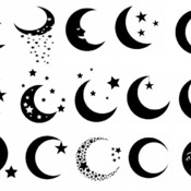 211 Moon Silhouette svg crescent painting black and white image clip art drawing