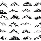 212 Mountain simple svg layered drawing black and white image clip art