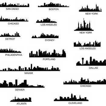 213 Skyline Silhouette svg london new york city chicago drawing black and white image