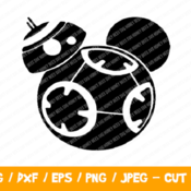 214 Mickey Head BB8 Svg, Mickey Mouse Head Shape Svg, Disney Monogram Frame Svg, Star Wars Disney Svg, BB8 Svg, BB8 Mickey Head Cut File