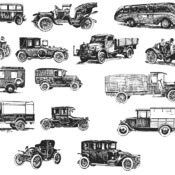 217 Vintage car drawing svg black and white image clip art silhouette bundle