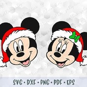 23 SVG PNG Christmas Minnie and Mickey Mouse Head Face Santa Red Hat Layered Cut Files for Silhouette Cricut Iron on Transfer Disney Design