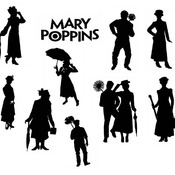 24 Mary Poppins svg silhouette hat clip art black and white bundle cut file