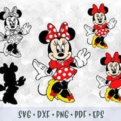 24 SVG PNG Minnie Mouse Hand Dress Ears Head Red Bow Polka Dot Layered Cut File Outline Silhouette Cricut Iron on Transfer Disney Birthday G