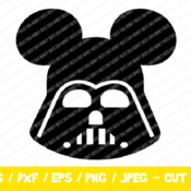 257 Mickey Head Darth Vader Svg, Mickey Mouse Head Shape Svg, Disney Monogram Frame Svg, Star Wars Disney Svg, Darth Vader with Mickey Head