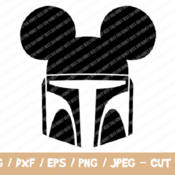 258 Mickey Head Mandalorian Svg, Mickey Mouse Head Shape Svg, Disney Monogram Frame Svg, Star Wars Disney Svg, Mandalorian with Mickey Head