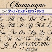 26 Champagne Script SVG, Fancy Script Monogram Font Svg, Dxf, Eps, Png; Cursive Svg, Elegant Script, Wedding Font, Silhouette Files, Cricut