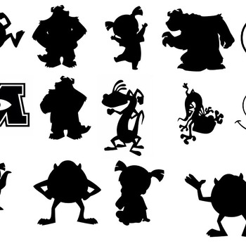 26 Monster inc svg Mike James Boo Randall Celia clip art black and white bundle