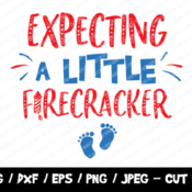 262 Expecting A Little Firecracker SVG, Little Firecracker Cut File, Instant Download, Cricut & Silhouette, Vinyl Cut File, July 4th, Pregna