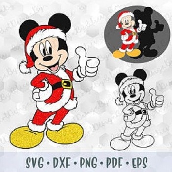 27 SVG PNG Christmas Mickey Mouse Santa Claus Red Hat Сostume Vector Layer and Outline Cut Files for Silhouette Cricut Iron on Transfer Disn