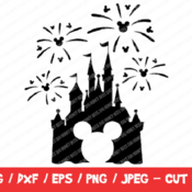 278 Disney Castle SVG, Disney Castle Fireworks SVG, Disney Castle with Mickey Head, Disney Files Cricut Silhouette, Disney Trip, Disney Vaca