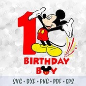 29 SVG PNG Mickey Mouse First Birhday Boy One year Head Ears Hands Layered Cut Files Cricut Silhouette Iron on Transfer Birthday Family Disn