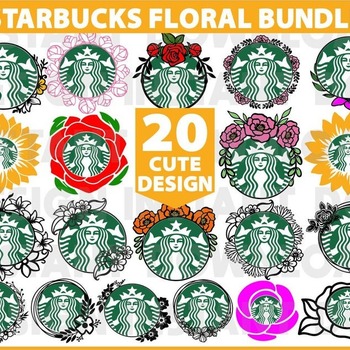 3 Bundle Starbucks Svg Flowers Sunflower Summer Gift Tumbler Decal Silhouette lnstant Download