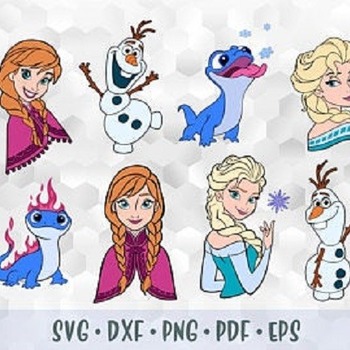 3 SVG PNG Frozen 2 Bundle Anna Elsa Olaf Bruni Layered Cut files Cricut Design Silhouette Studio Stencil Template for Vinyl Transfer Iron on