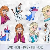 3 SVG PNG Frozen 2 Bundle Anna Elsa Olaf Bruni Layered Cut files Cricut Design Silhouette Studio Stencil Template for Vinyl Transfer Iron on