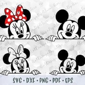 30 SVG PNG Peeking Mickey Minnie Mouse Head Ears Polka Dots Bow Cuttable file for Cricut Silhouette Iron on Transfer Print Sublimation Desig