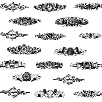 31 Baroque ornaments vintage svg decoration design black and white clip art bundle