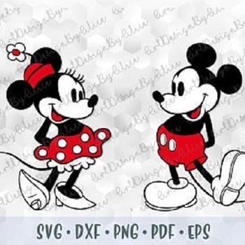 31 SVG PNG DXF Mickey Minnie Mouse Vintage Retro Old Style Layered Cut file Cricut Silhouette Iron on Sublimation Transfer Outline Silhouett