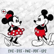 31 SVG PNG DXF Mickey Minnie Mouse Vintage Retro Old Style Layered Cut file Cricut Silhouette Iron on Sublimation Transfer Outline Silhouett