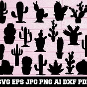 34 Cactus SVG Cactus Silhouette SVG Cut Files Cactus Bundle SVG Cactus Clipart Cactus Cut File Cactus Vector Instant Download