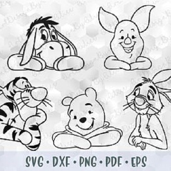 36 SVG PNG DXF Winnie the Pooh Eeyore Donkey Piglet Tigger Pooh Outline Cut files Cricut Silhouette Iron on Transfer Classic Pooh Crossed Ha