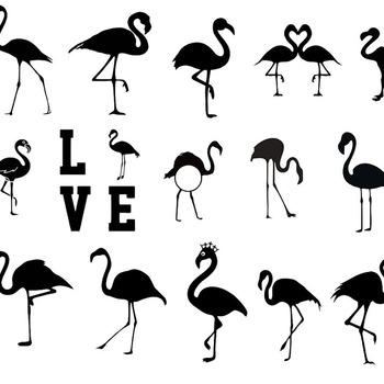 37 Flamingo images svg layered black and white clip art birthday files