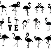 37 Flamingo images svg layered black and white clip art birthday files