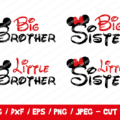 37 Little Sister, Big Sister, Little Brother, Big Brother, Mickey SVG, Mickey Cut File, Instant Download, Cricut & Silhouette, Mickey Head