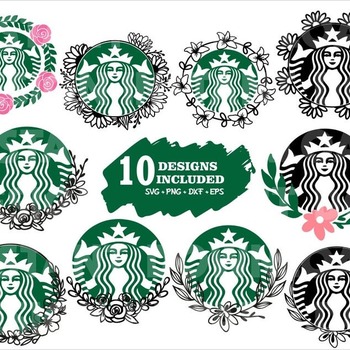 38 Starbucks Floral Svg Logo Flowers Summer Tumbler Gift Decal Silhouette lnstant Download Png