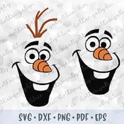 4 Olaf Snowman Head Face Frozen 2 SVG PNG Layered Cut files Outline Stroke Coloring Page Cricut Silhouette Iron on Transfer Sublimation Desi