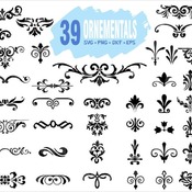 40 Flourish SVG Ornamental Dividers Wedding invitation scrolls DXF for Cricut Cameo Silhouette