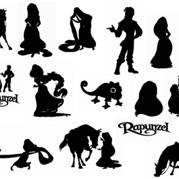 40 Rapunzel disney svg Flynn Maximus Pascal silhouette images black and white clip art