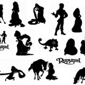 40 Rapunzel disney svg Flynn Maximus Pascal silhouette images black and white clip art