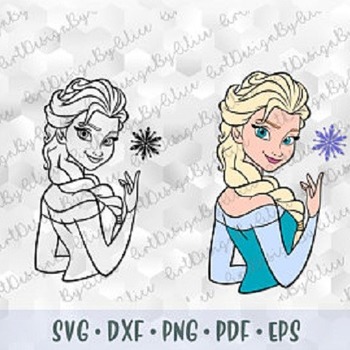 41 Elsa SVG PNG Frozen Disney Princess Layered Cut file Outline Stroke Coloring Cricut Silhouette Iron on Transfer Template Stencil for Viny