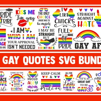 41 Gay pride SVG Bundle, lgbt svg, gay svg, pride svg, rainbow svg, svg designs, svg quotes, gay flag svg, rainbow flag svg, gay af svg, cri