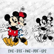 42 SVG PNG Kissing Love Hugs Retro Mickey Minnie Mouse Kiss Vintage Layered Cut files Cricut Outline Silhouette Iron on Sublimation Transfer