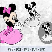 44 SVG PNG Minnie Mouse Princess Pink Dress Bow Hands Ears Head Layered Cut Files Outline Silhouette Cricut Iron on Transfer Birthday Girl