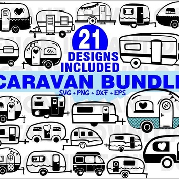 48 Bundle Caravan Svg Camping Summer Travel Trailer Happy Camper lnstant Download Png Dxf