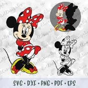 48 SVG PNG Minnie Mouse Hand Dress Ears Head Red Bow Polka Dot Layered Cut File Outline Silhouette Cricut Iron on Transfer Disney Birthday G