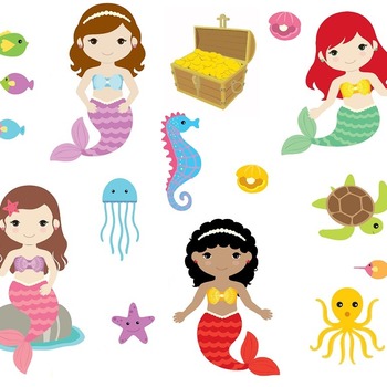 50 Little Mermaids svg,cut files,silhouette clipart,vinyl files,Vector Digital,svg file,svg cut file,clipart svg,graphics clipart