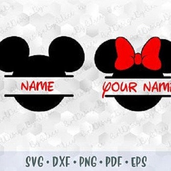 51 SVG PNG DXF Mickey Minnie Mouse Monogram Name Head Ears Red Polka Dots Bow Cut file Cricut Silhouette Iron on Transfer Print Sublimation