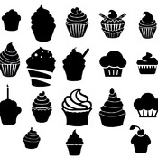 52 Cupcake birthday svg layered image black and white bundle clip art