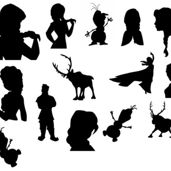 53 Frozen Elsa Anna svg Olaf Kristoff black and white image clip art silhouette