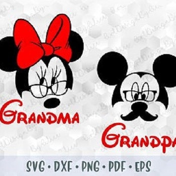 53 SVG PNG Mickey Minnie Mouse Grandma Grandpa Head Ears Polka Dots Cut Cricut Silhouette Iron on Transfer Birthday Day Shirt Family Disney